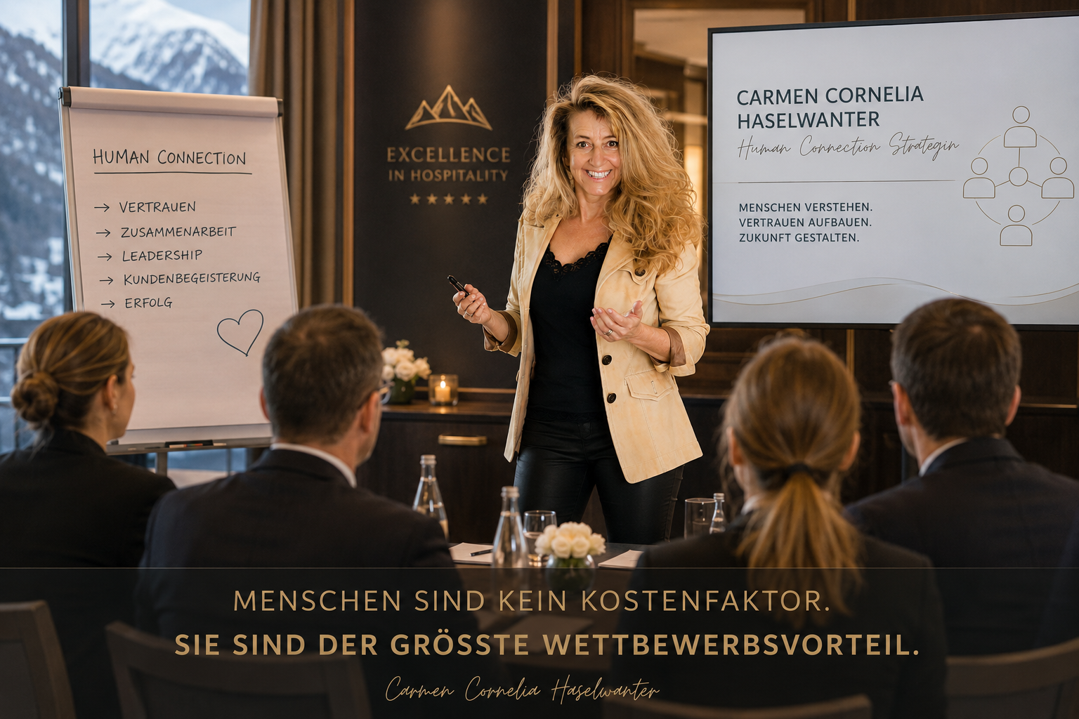 Carmen Cornelia Haselwanter am Flipchart während eines Workshops